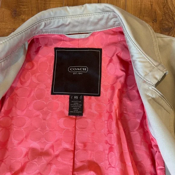 Coach Beige Double-Breasted Trench Coat - Picture 2 of 16